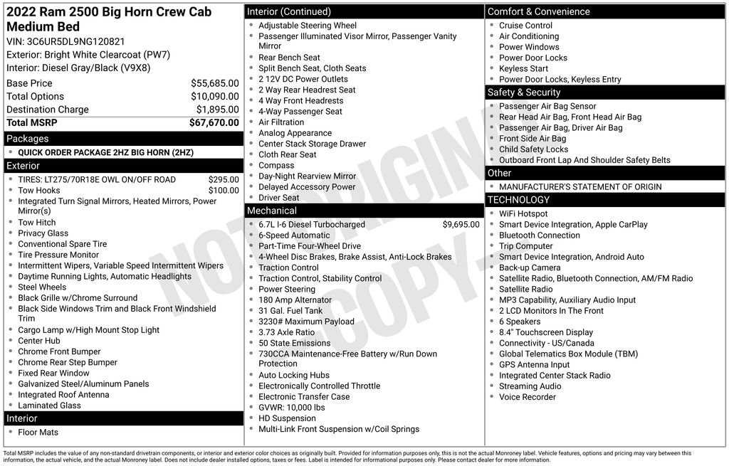 ram ram 2500 pickup 2022 3C6UR5DL9NG120821 image ram ram 2500 pickup 2022 3C6UR5DL9NG120821 image